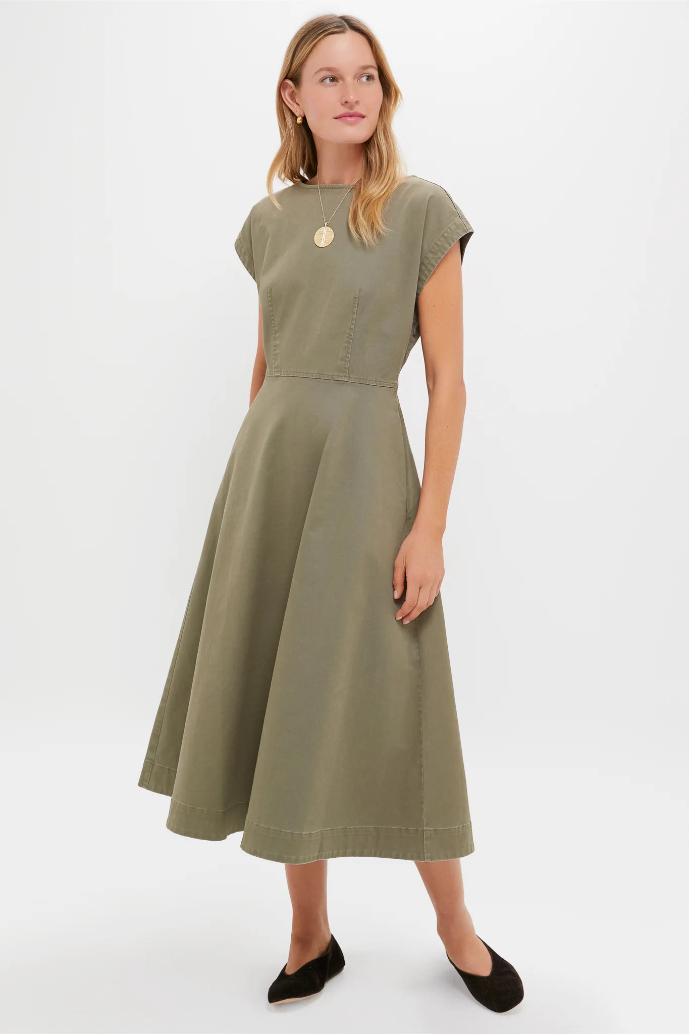Burnt Olive Chino Solen Midi Dress | Tuckernuck (US)