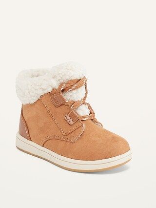 Unisex Faux-Suede Sherpa-Cuff Boots for Toddler | Old Navy (US)