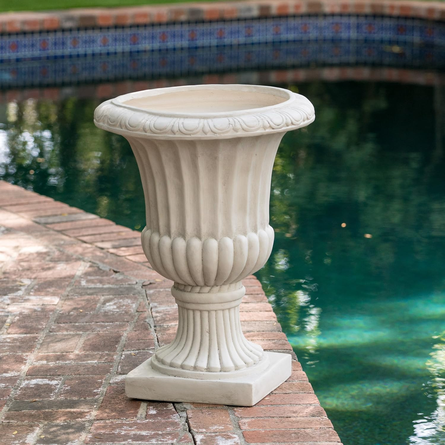 26" Antique White Italian Urn Planter – Classic Indoor/Outdoor Use, No Assembly Required, Versatile Garden or Home Decor | Amazon (US)