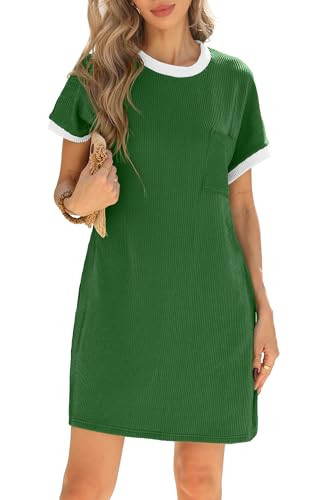HiMONE Womens Casual Dresses Vacation Tshirt Dress Crewneck Shift Shirt Summer Petite Dress XS-2XL | Amazon (US)