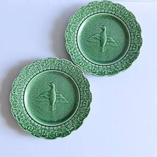 Bordallo Pinheiro MALLARD DUCK Green Dessert Salad Plates 8" Set of 2  | eBay | eBay US