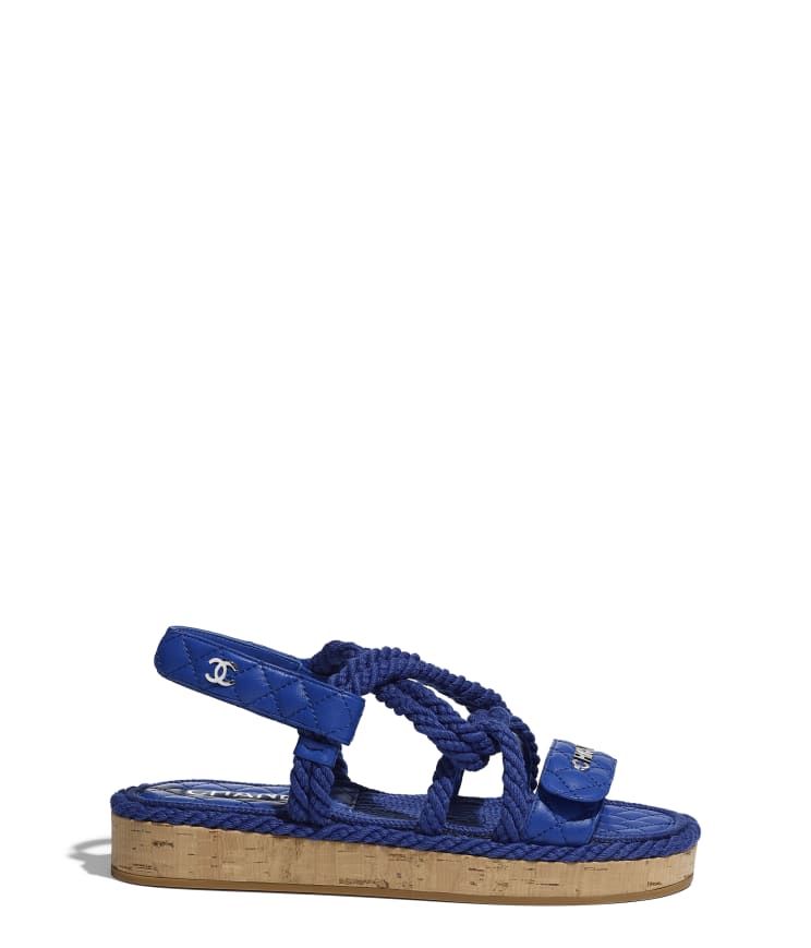 Cord & Lambskin Blue Sandals | CHANEL | Chanel, Inc. (US)