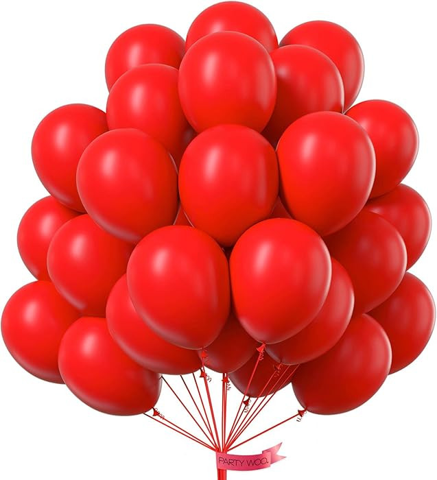 PartyWoo Red Balloons 50pcs 12 Inch Red Helium Balloons for Birthday Graduation Bachelorette Citi... | Amazon (US)