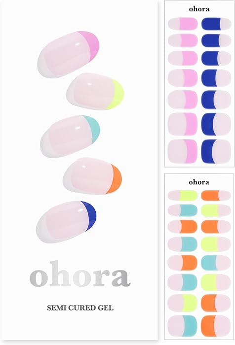 ohora Semi Cured Gel Nail Strips (N Rainbow French) - Nude, French, Works with UV/LED Lamps, Salo... | Amazon (US)