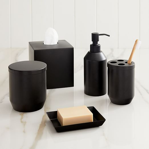 Set of 5 - Canister, Soap Dish, Soap Pump, Tissue Box, Toothbrush Holder | West Elm (US)