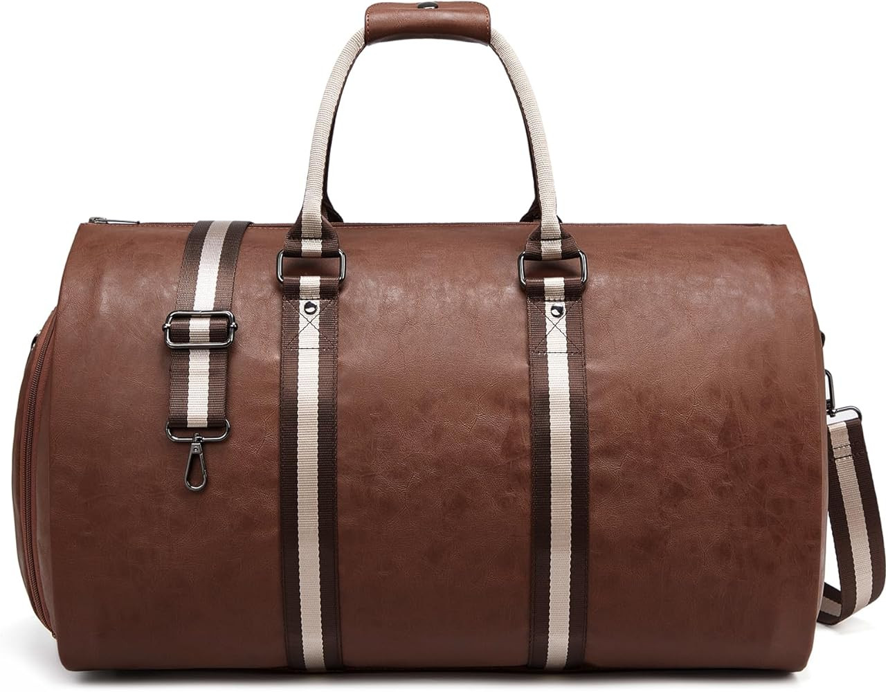 Leather Garment Bags for Travel, Convertible Carry on Garment Duffel Bag for Men, 2 in 1 Waterpro... | Amazon (US)