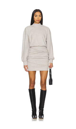 Fleece Mock Gathered Dress in Sandstone | Revolve Clothing (Global)