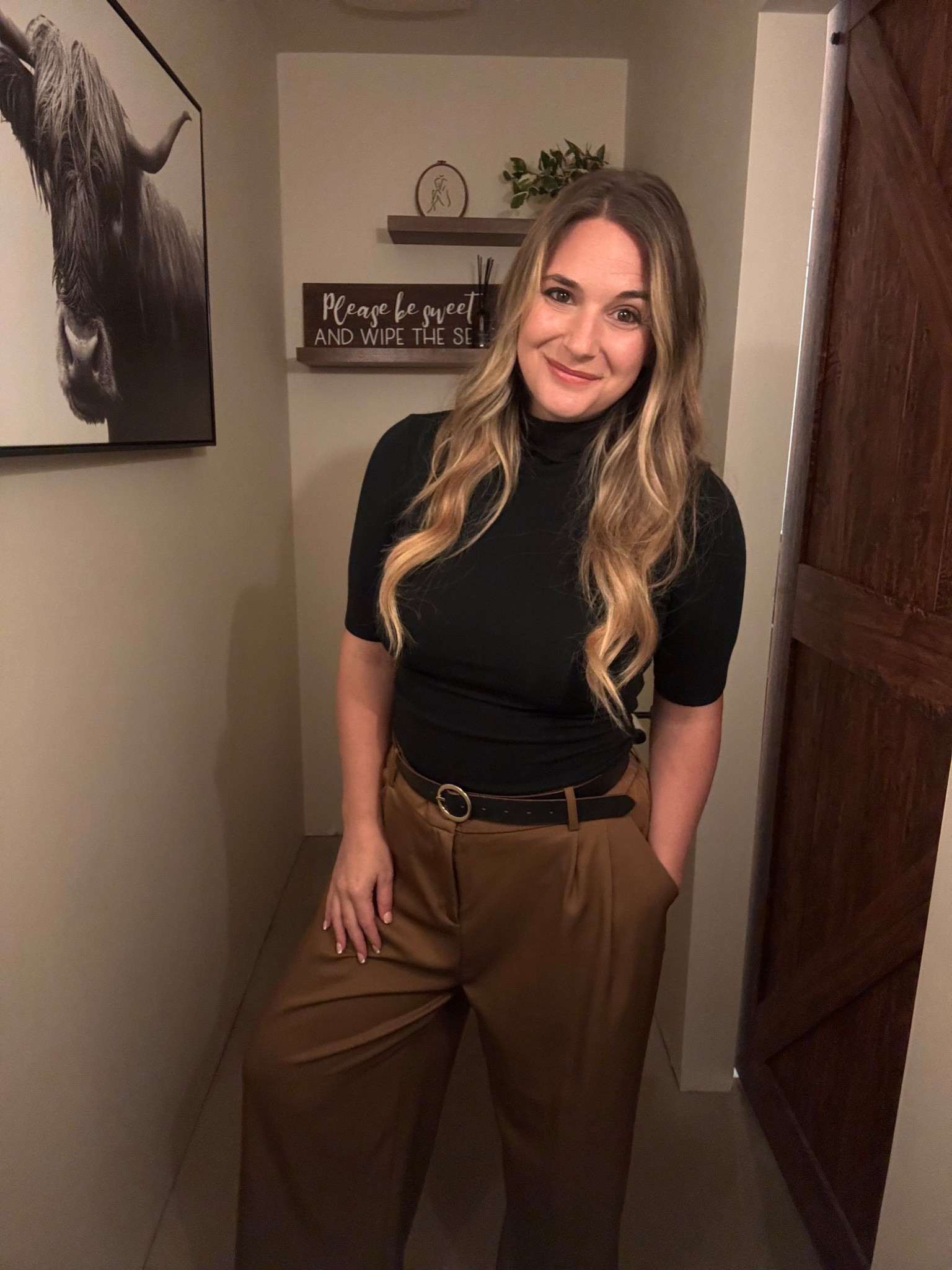 Classic + elevated but still everyday wearable 🤎

This is one of those outfits that makes you feel instantly put together with almost no effort. A fitted black top (so flattering and easy to layer) paired with high-waisted wide leg trousers for that chic, structured look. Add a simple belt and you’re done.

Perfect for:
• dinner out
• date night
• meetings
• gatherings
• or just when you want to feel confident running errands

Everything is linked from Amazon and surprisingly good quality 🙌🏼 I love finding pieces that look elevated but don’t break the budget.

Shop the full outfit here ⬇️

#LTKootd #LTKdayinmylife #LTKmomlife