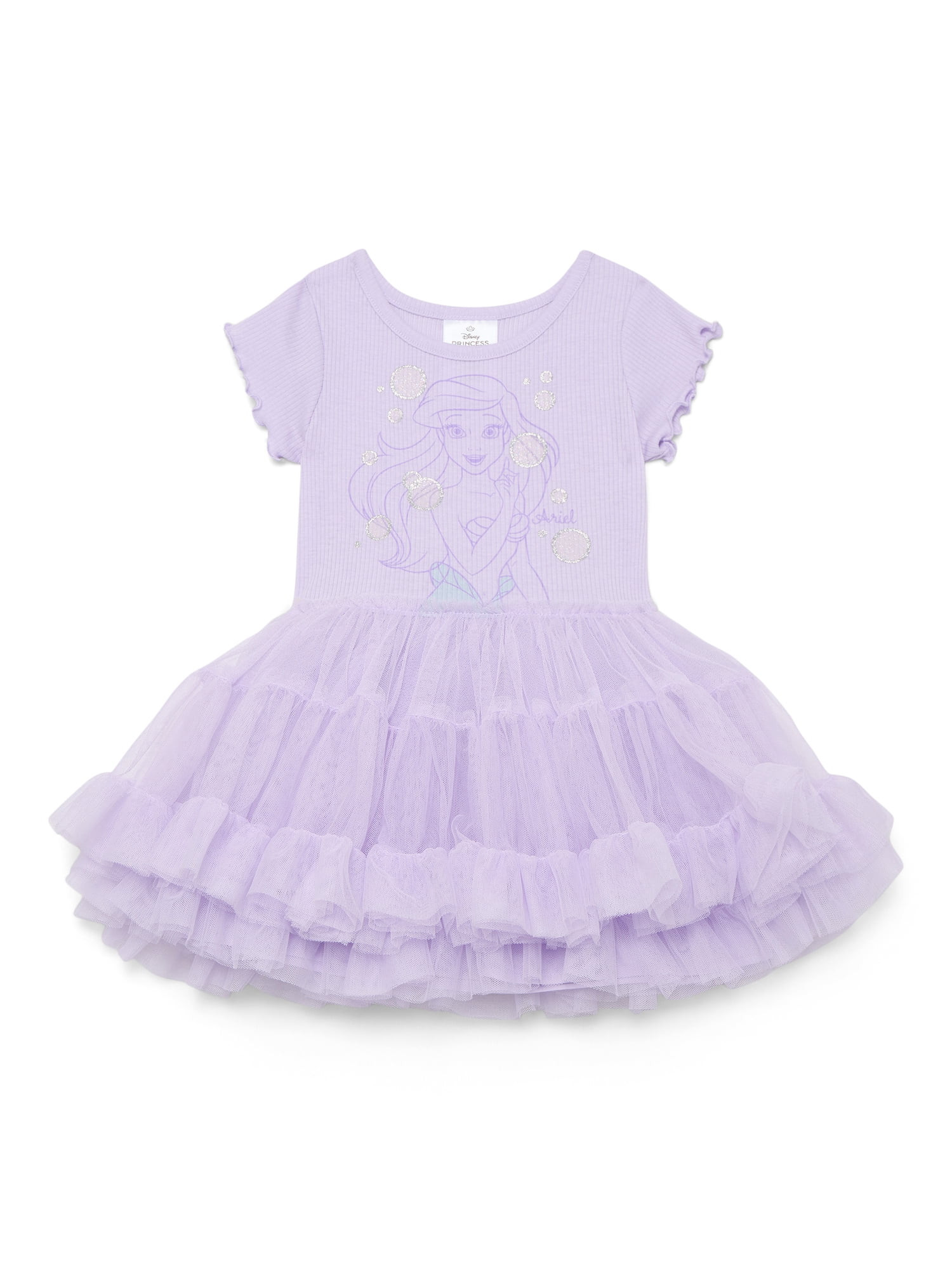 The Little Mermaid Ariel Toddler Girls Graphic Tutu Dress with Short Sleeves, Sizes 12M-5T | Walmart (US)