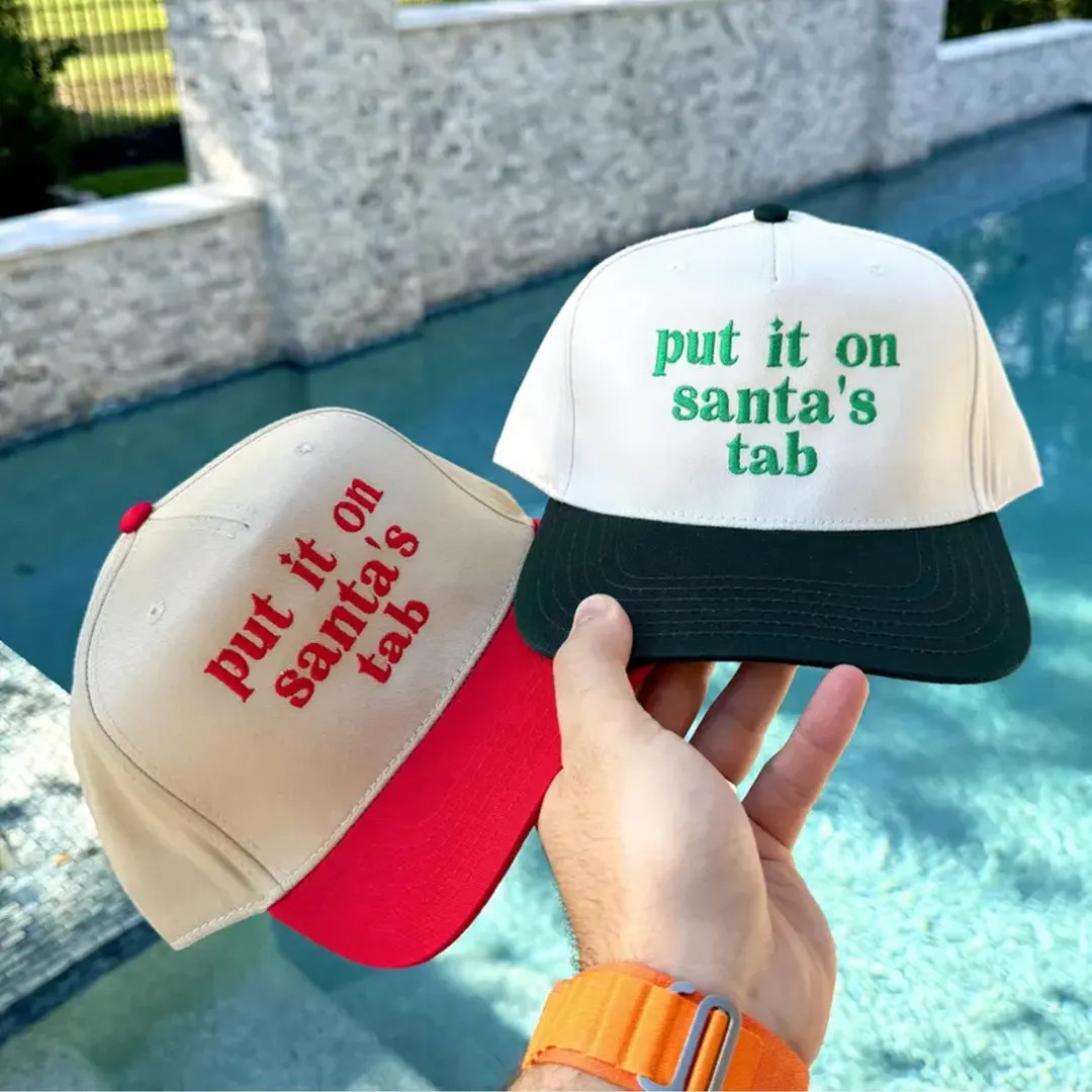 Embroidered Put It on Santa's Tab Hat, Holiday Hat Embroidery, Put It on Santa's Tab Cap, Christm... | Etsy (US)