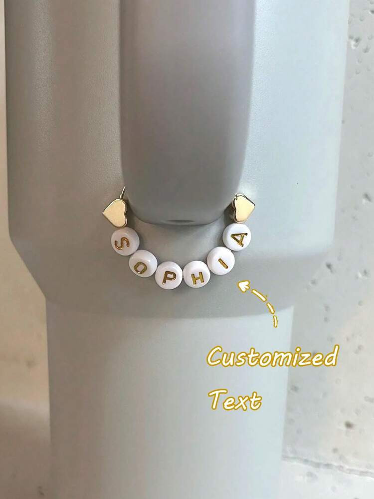 1pc Customizable Cute Multi-Color Acrylic English Letter & Flower Pendant Cup Accessory, Personal... | SHEIN