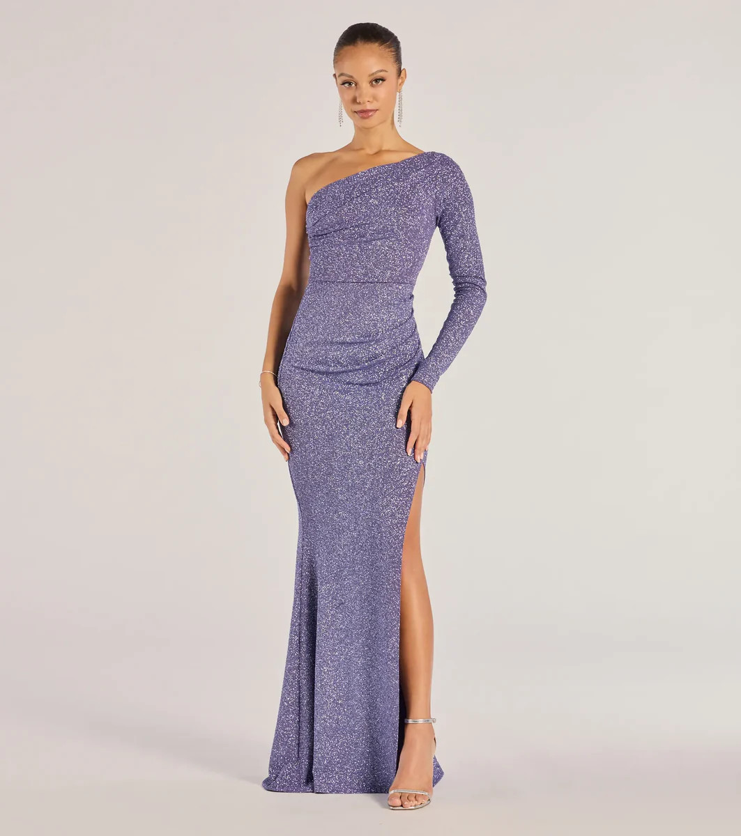 Arianne One-Shoulder Glitter Mermaid Dress | Windsor Stores