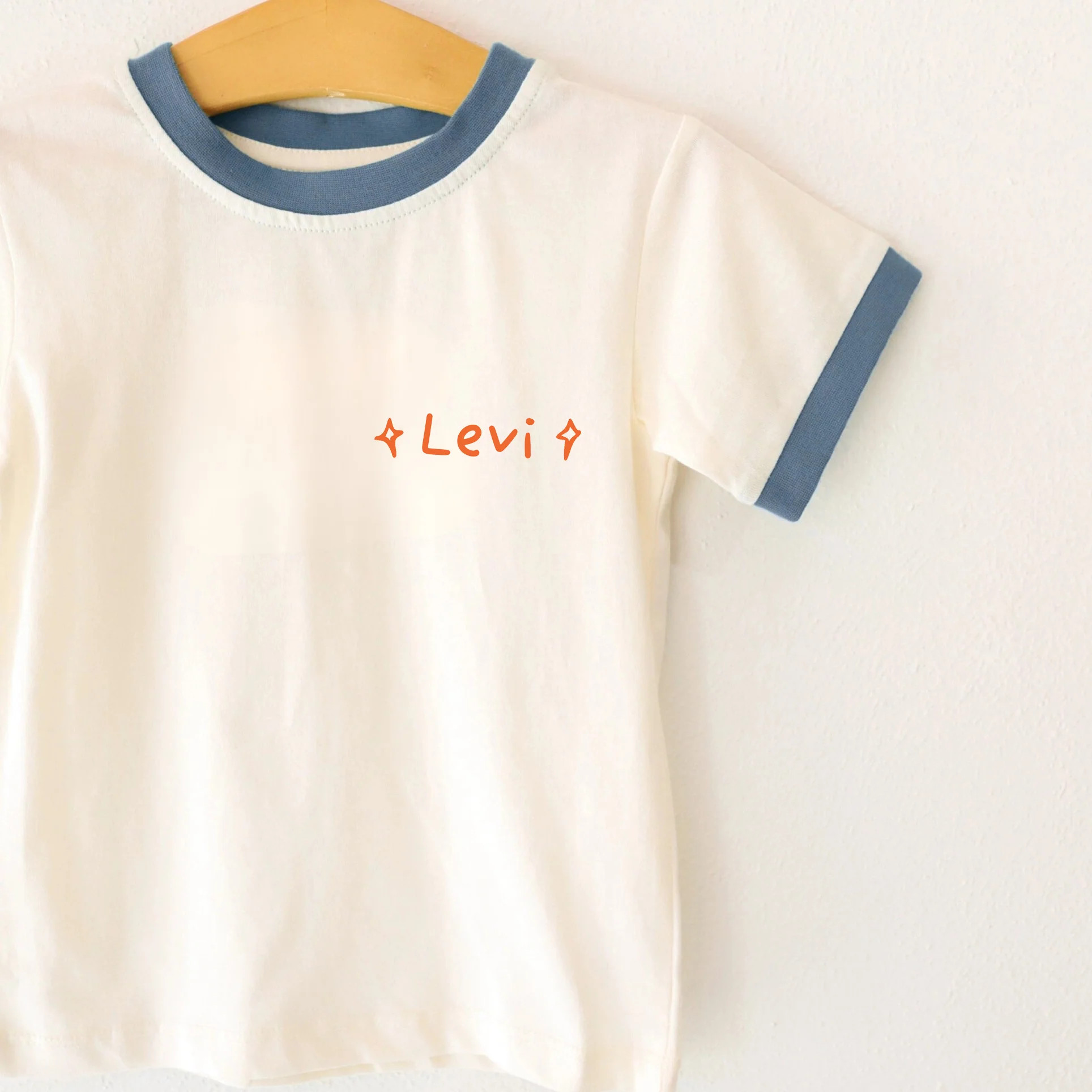 Kids Retro Ringer Tee Blue | Lemoine