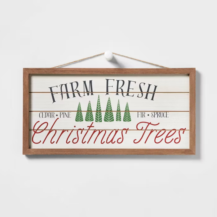 Farm Fresh Christmas Tree with Wood Frame Hanging Sign - Wondershop™ | Target
