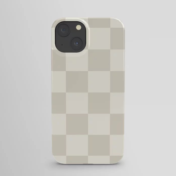 Checkerboard Check Checkered Pattern in Mushroom Beige and Cream iPhone Case | Society6