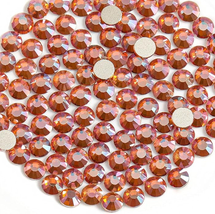Beadsland Flat Back Crystal Rhinestones Round Gems for Nail Art and Craft Glue Fix, Amber, 2.7-2.... | Amazon (US)