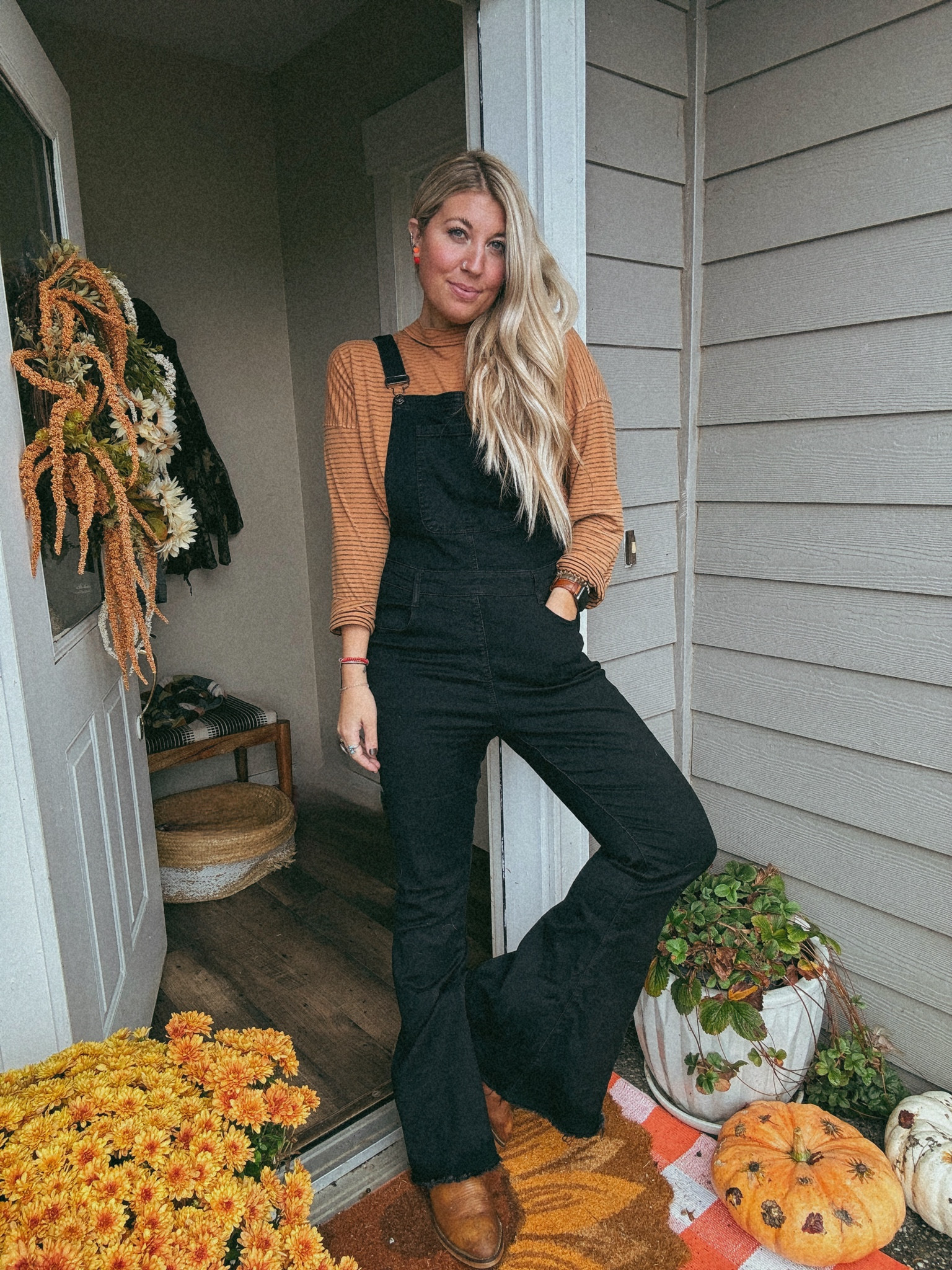 Flare overalls 🍁✨ #falloutfit #teacheroutfit #flareoveralls #overalls 

#LTKFindsUnder100 #LTKStyleTip #LTKSeasonal