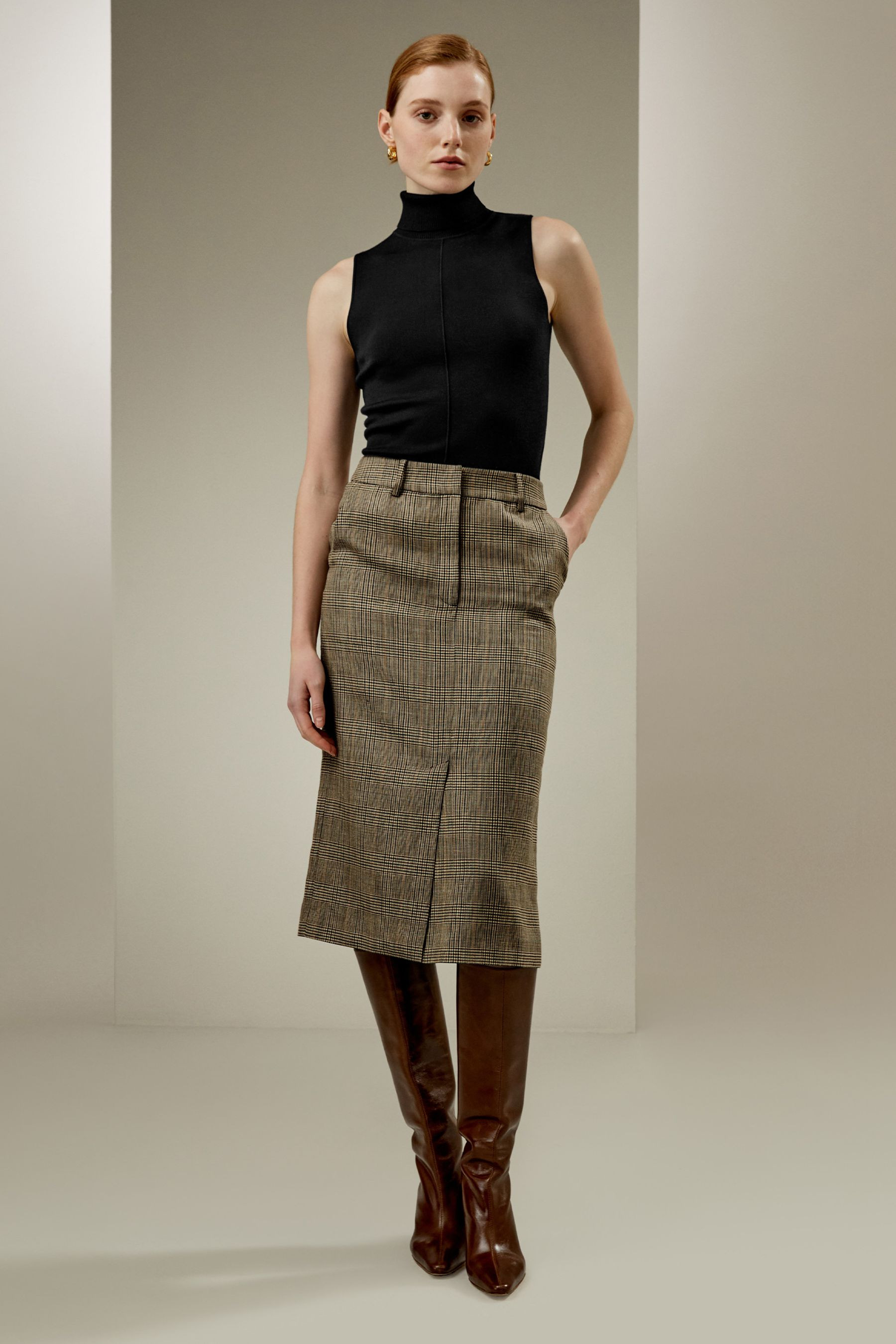Sprezzatura Glen Check Pencil Skirt | LILYSILK