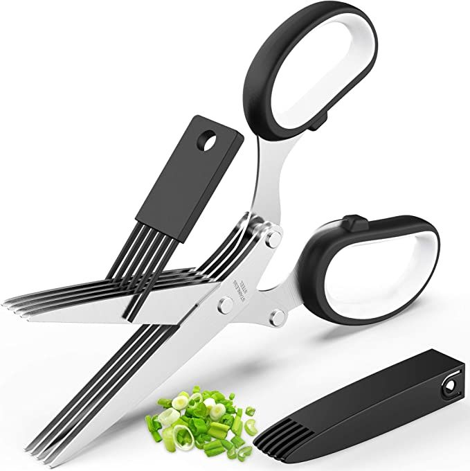 Updated 2021 Herb Scissors Set - Cool Kitchen Gadgets for Cutting Fresh Garden Herbs - Herb Cutte... | Amazon (US)