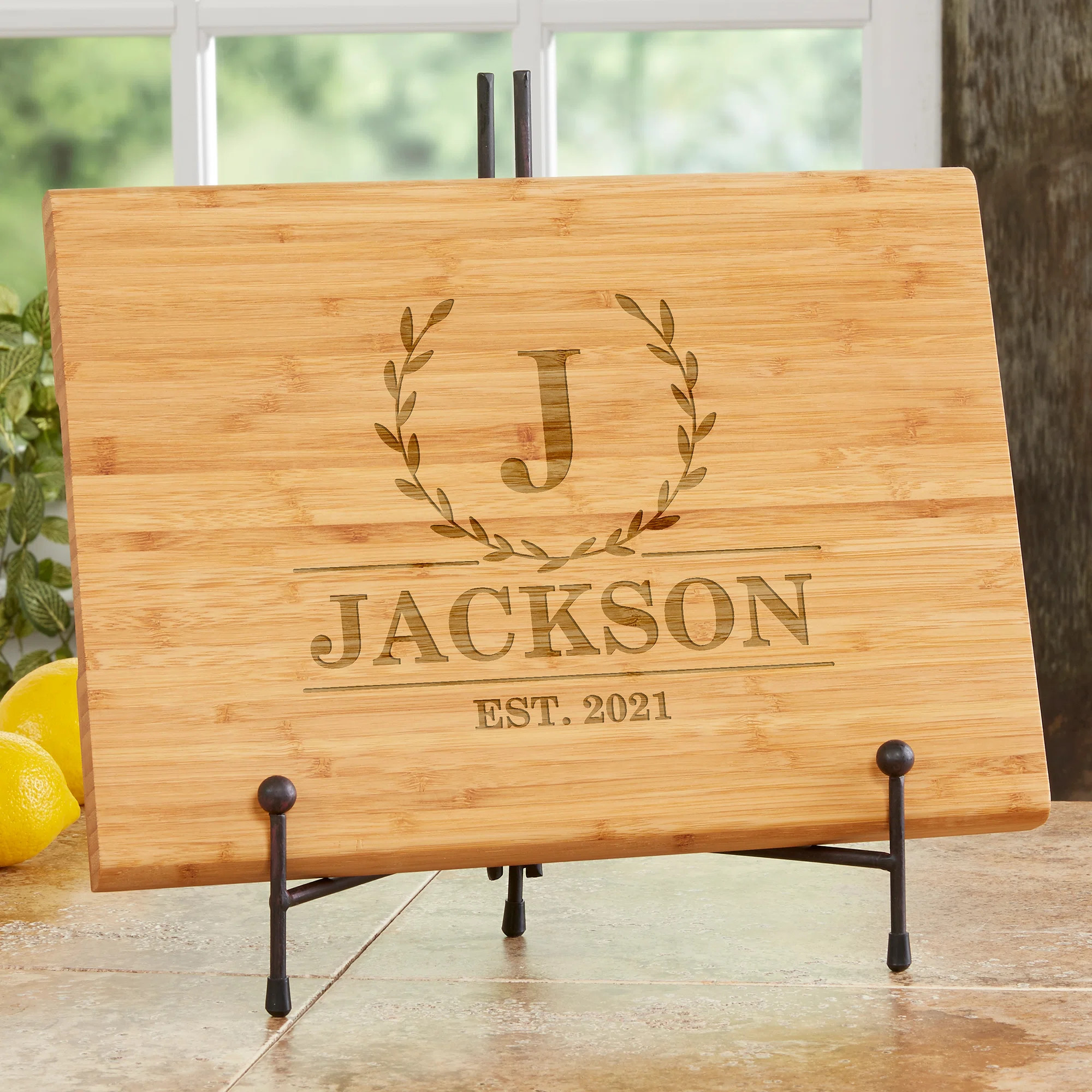 Laurel Wreath Personalized Bamboo Cutting Board | Wayfair North America