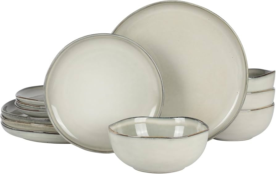 Gibson Elite Nardini 12 Piece (Service for 4) Plates and Bowls Reactive Glaze Dishes Stoneware Ce... | Amazon (US)