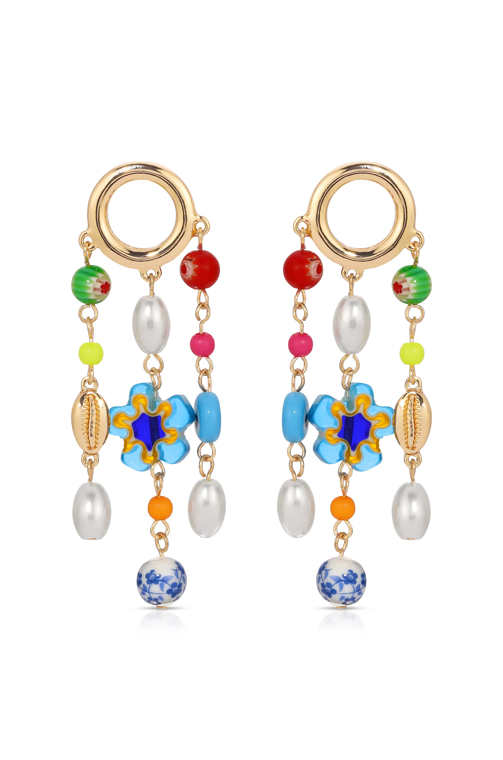 Sunny Days Pearl and Bead Dangle Earrings | Ettika