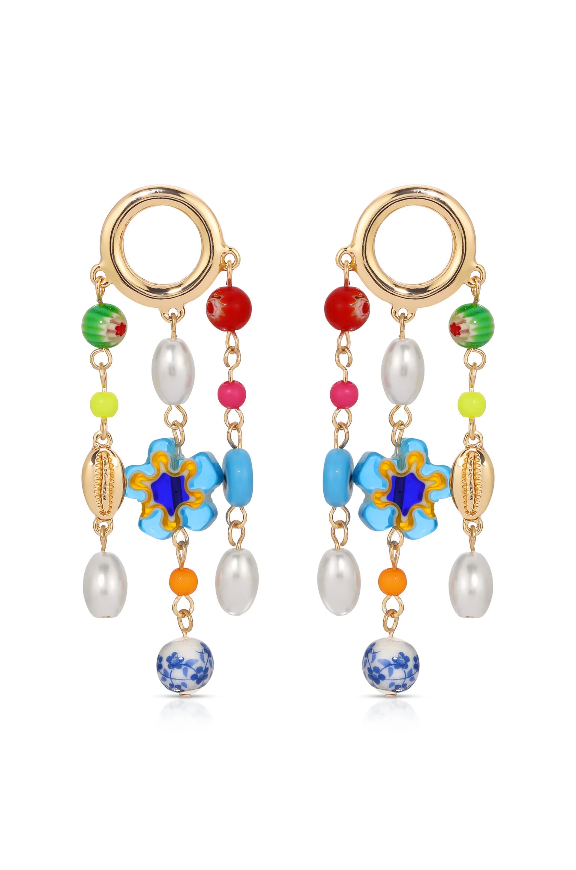 Sunny Days Pearl and Bead Dangle Earrings | Ettika