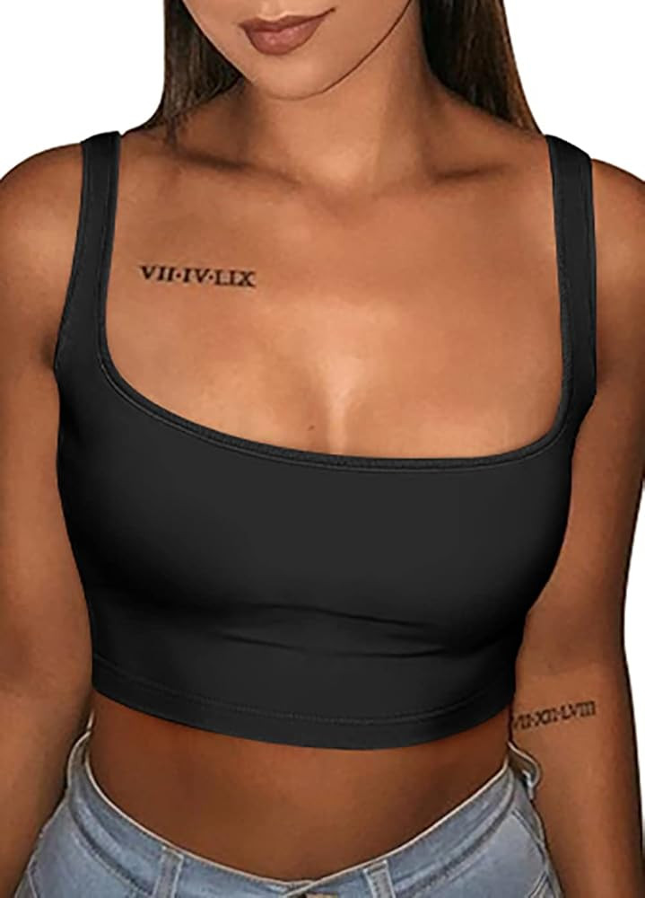 GOBLES Women's Sexy Summer Basic Solid Sleeveless Stretch Crop Tank Top | Amazon (US)