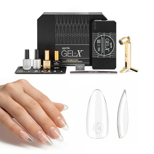 Aprés Gel-X Professional Nail Extension Starter Kit, 14 Sizes 00-9 w/ Half Sizes, Soft Gel-X Tips, HEMA/TPO-Free (Natural Almond Medium) | Amazon (US)