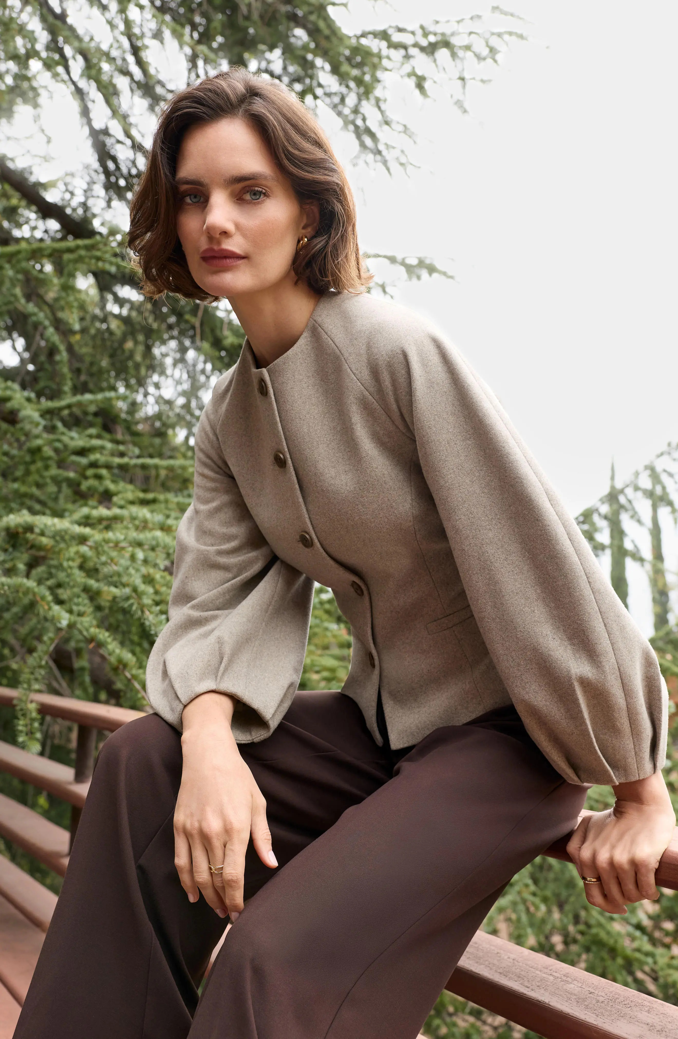 Nordstrom Collarless Sculpted Jacket in Beige Heather at Nordstrom, Size Xx-Large | Nordstrom