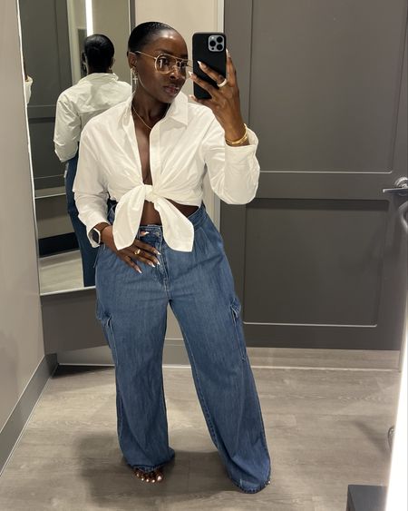 We already know the waist be waisting, but I love the way these jeans fit, wearing a size 12. Paired it with this cute button up, you can never have enough, wearing a medium 

#LTKfindsunder50 #LTKVideo #LTKbeauty