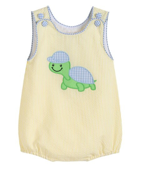 Lil Cactus Yellow Seersucker Turtle Bubble Romper - Infant & Toddler | Zulily