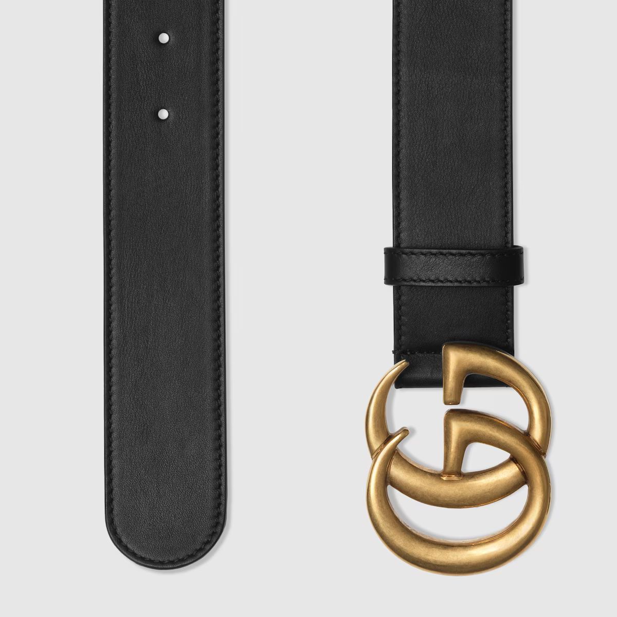 Wide leather belt with Double G buckle | Gucci (US)