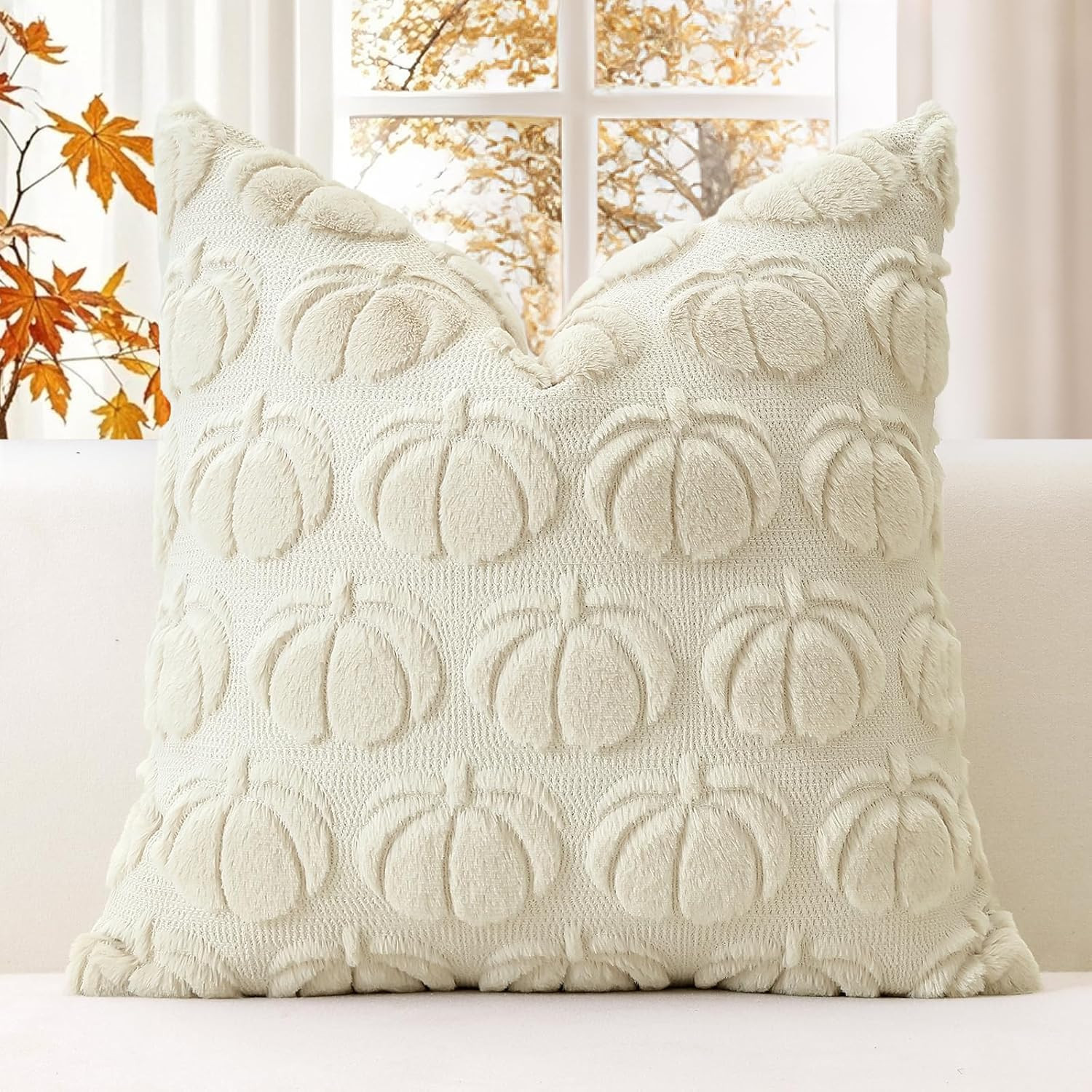 JOTOM Cream Beige Pumpkin Fall Cushion Cover 40x40cm Pack of 1 | Amazon (UK)