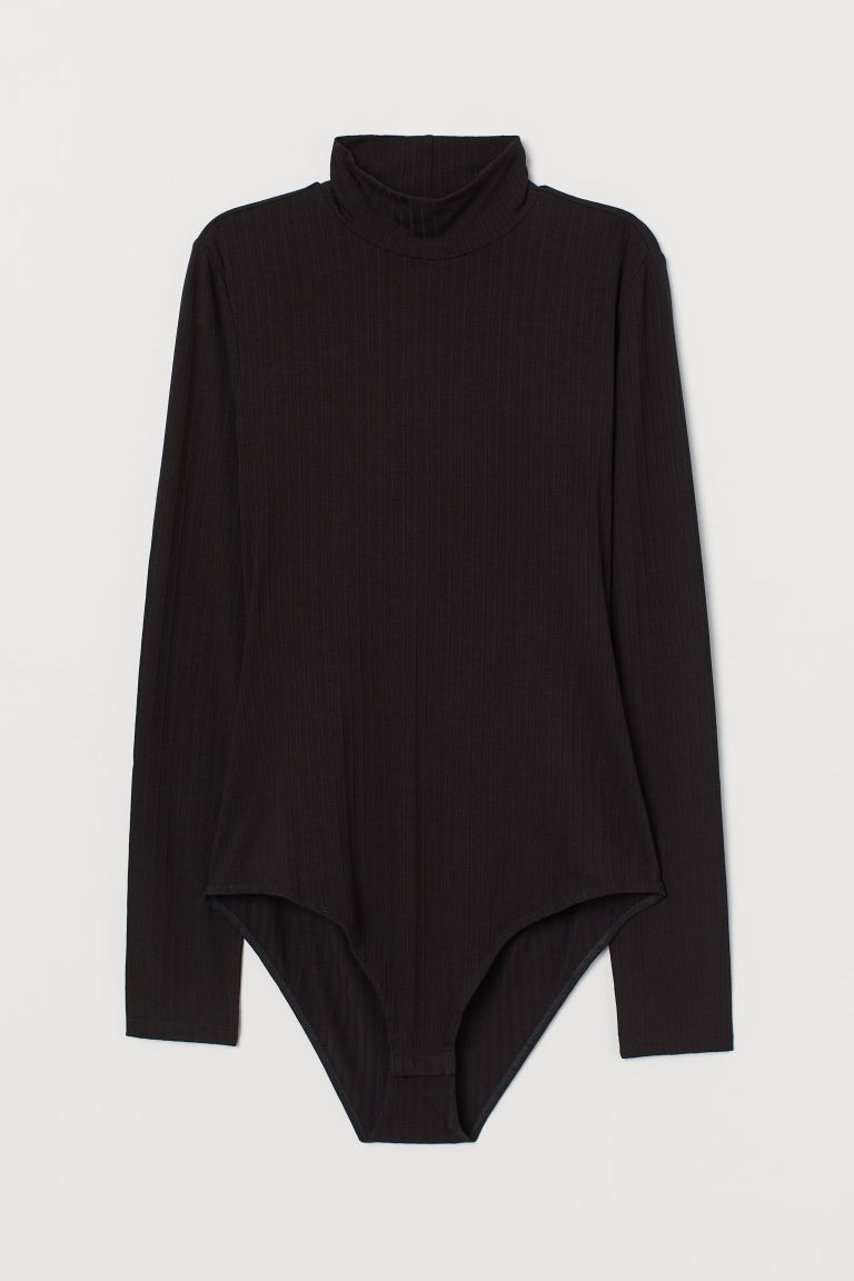 H & M - Mock-turtleneck Bodysuit - Black | H&M (US + CA)