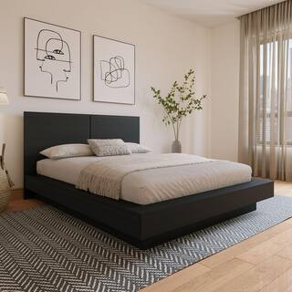 Napa Black Frame Queen Size Platform Bed with Headboard | The Home Depot