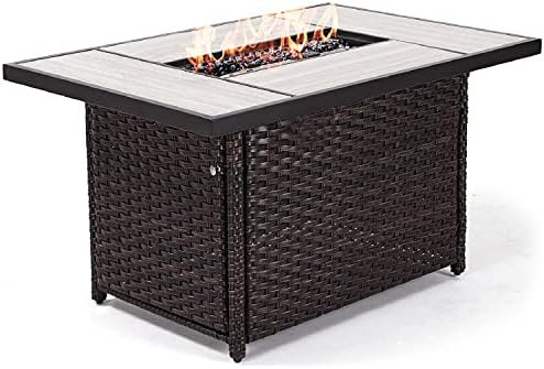 Grand Patio Outdoor Gas Fire Pit Table, 43 Inch 50,000 BTU Rectangle Patio Propane Fire Pit Table wi | Amazon (US)