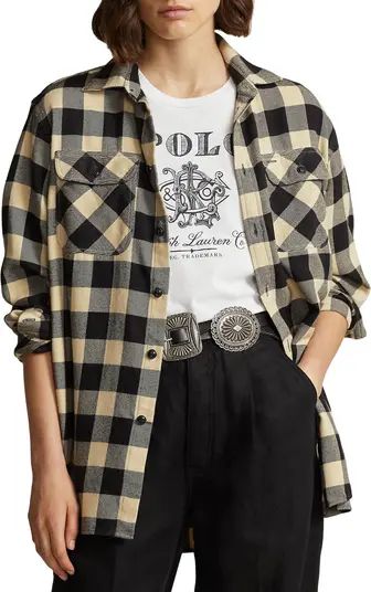 Cotton Twill Oversize Check Button-Up Shirt | Nordstrom