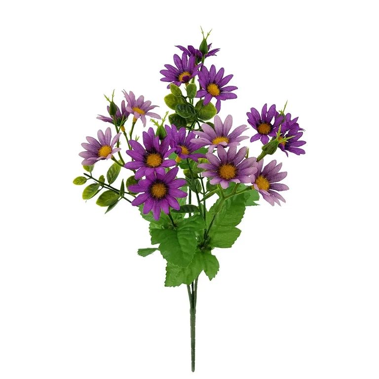 Mainstays 12inch Indoor Artificial Flower Purple Daisy Pick With Leaves - Walmart.com | Walmart (US)