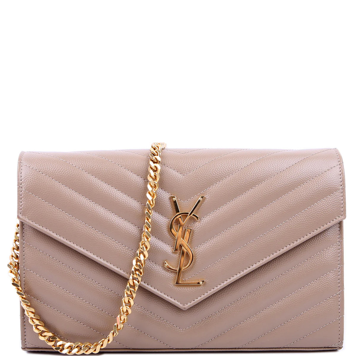 Grain De Chain Wallet 377828 Taupe | Keeks Designer Handbags