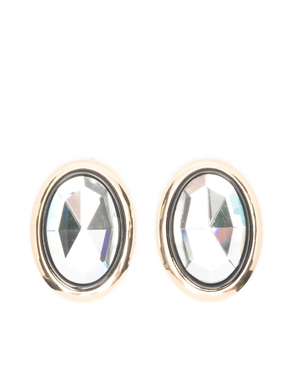 Self-Portrait oval-shape earrings - Gold | Farfetch Global
