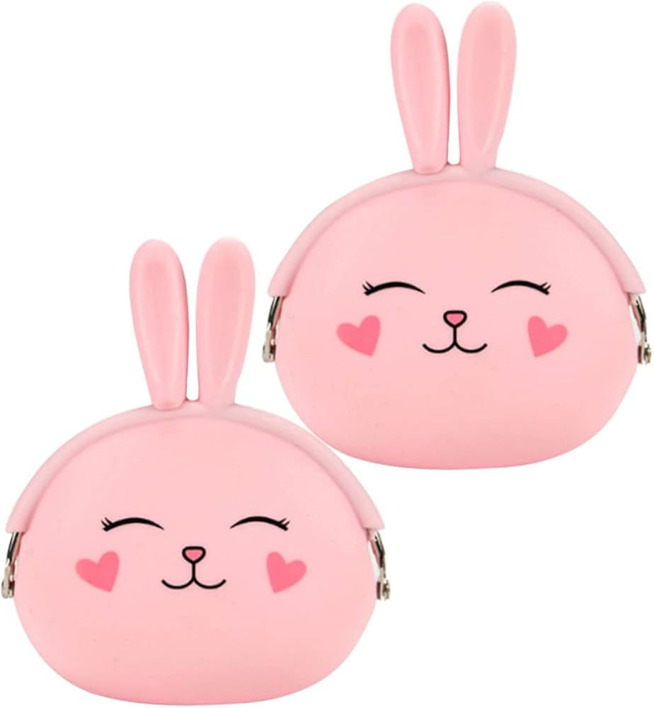 2Pcs Silicone Bunny Coin Purse Cartoon Animal Coin Wallet, Pink | Amazon (US)