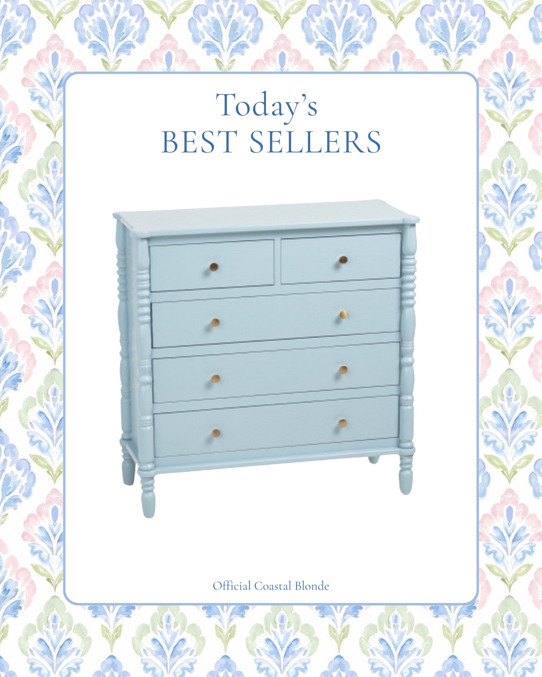 Drawer spindle dresser 
Bedroom furniture 
Living room 
Blue and white home decor 

#LTKHome