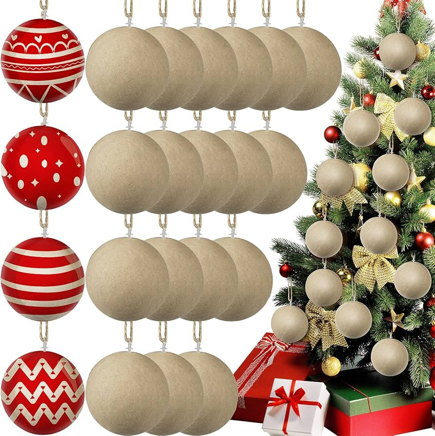 Amazon.com: 18 Pcs DIY Paper Mache Christmas Balls, 3.15 Inch Unpainted Empty Ball Ornaments Craf... | Amazon (US)