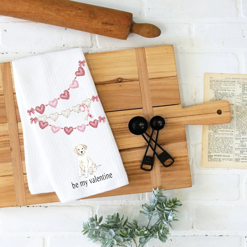 Valentine's Day Kitchen Towel, Dish Towel, Tea Towel, Labrador Towel, Kitchen Towel Dog, Labrador... | Etsy (US)