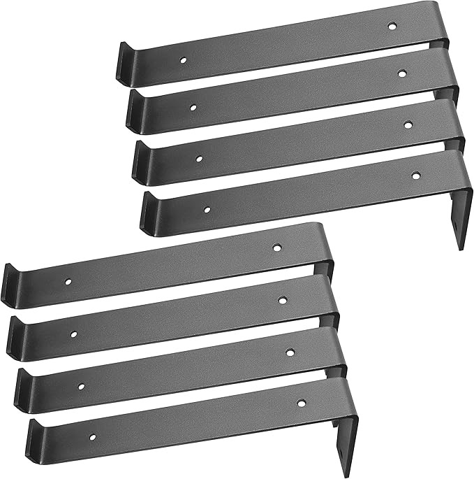 BATODA Shelf Brackets 12 inch (8 pcs) with Lip for DIY Floating Shelf - 8 Pack L Shelf Bracket Bl... | Amazon (US)