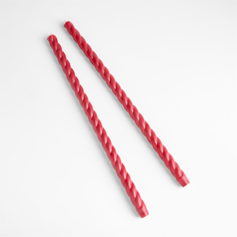 18" Twisted Cranberry Taper Candles, Set of 2 + Reviews | Crate & Barrel | Crate & Barrel