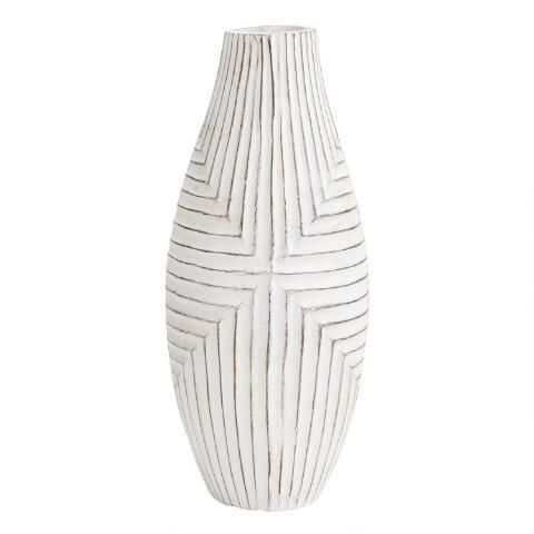 Large White Textured Ecomix Vase | World Market