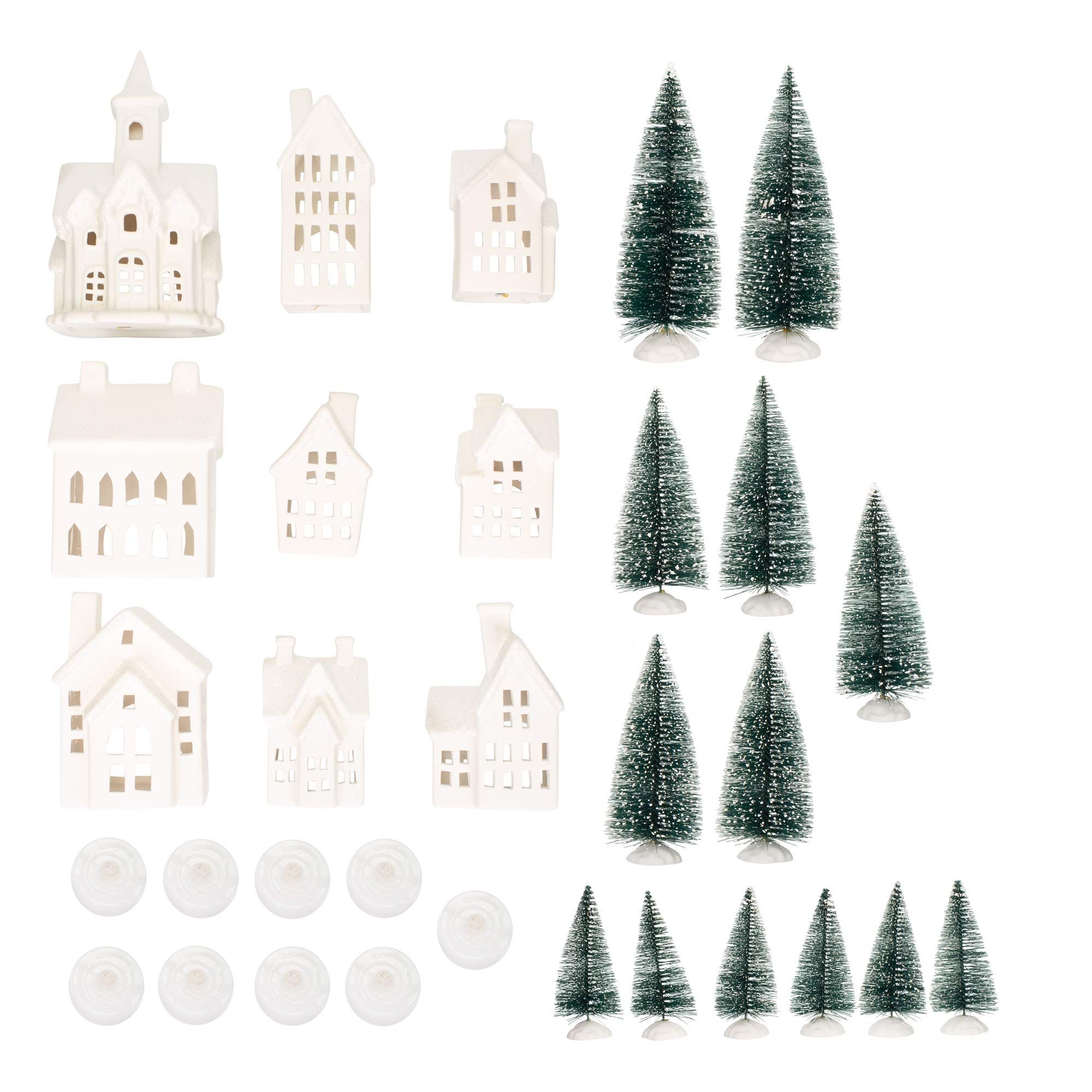 Winter Village LED Tea Light 31 Piece Porcelain Tabletop Christmas Figurine Boxed Set | Amazon (US)