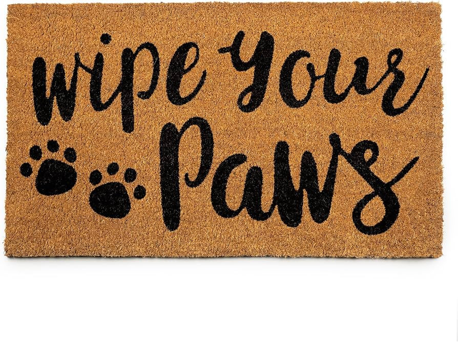 PLUS Haven Coco Coir Door Mat with Heavy Duty Backing, Wipe Your Paws Doormat, 17.5" x 30" Size, ... | Amazon (US)